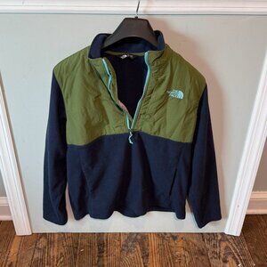 North Face Denali Pullover Half Zip Men Size Large Navy Blue Green Fleece RARE